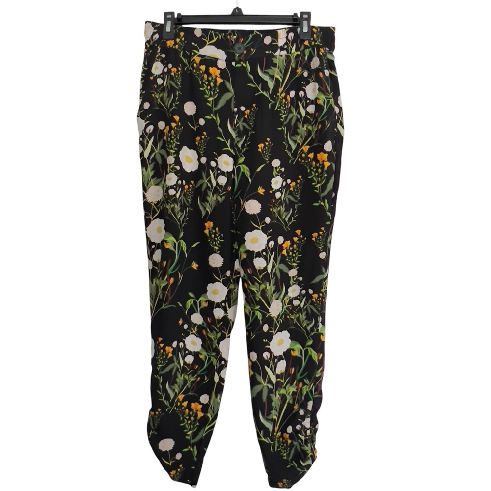 CAbi Black Floral Ankle Pants